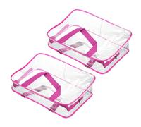 L Taglia Trasparente Toilette Borsa,2pz PVC Trasparente,Rosa Rosso
