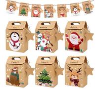 L&W Luck 24 Pezzi Calendario Avvento 2024 Scatole Natalizie Regalo Natale,Calendario dell'Avvento Fai da Te da Riempire per Gioielli, Caramelle,Cioccolatini (Marrone)