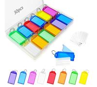 L&W Luck 30 Pezzi Targhette Portachiavi, Portachiavi Plastica con Targhetta, Etichette Chiavi per Distinguere gli Effetti Personali (Stile 1)