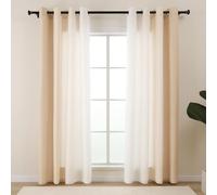 L.Z.E Tende per la Privacy Beige e Bianche per Soggiorno e Camera da Letto, con Occhielli, Ombre, Filtraggio della Luce, per Tende e Drappeggi per Cucina e Sala da Pranzo, Lunghezza 245 cm, Design