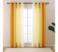 L.Z.E Tende per la Privacy in Oro e Bianco per Soggiorno e Camera da Letto con Occhielli, Tende Ombre con Filtraggio della Luce per Soggiorno, Cucina e Finestra, Lunghezza 245 cm, Design Sfumato, 96