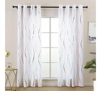 L.Z.E Tende per la privacy, lunghe 160 cm, set di 2 pannelli, filtranti la luce, non trasparenti, per soggiorno e sala da pranzo, motivo a onde moderne, con occhielli sulla parte superiore