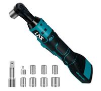 L1NXIXI Cacciavite a cricchetto a batteria per Makita da 18 V, 3/8", chiave a cricchetto elettrica, 60 Nm, 400 giri/min, batteria a cricchetto elettrica con 7 chiavi a bussola, adattatore da 1/4",