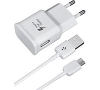 L2M1 Caricatore Caricabatterie Ricarica Rapida Bianco Spina con Cavo per Samsung Galaxy M02 / M02s / M12 / M21 2021 / M22 / M32 / M32 5G / M42 5G / M52 5G / M62 / Quantum 2