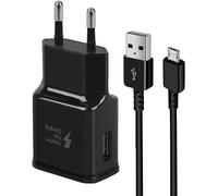 L2M1 Caricatore Caricabatterie Ricarica Rapida Nero Spina con Cavo per Samsung Galaxy A01 / A10 / A10s / A2 Core / A6 2018 / A6+ Plus Più 2018 / A6s / A7 2018