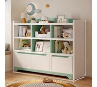 L3120 Libreria moderna con diverse opzioni di archiviazione, rosa e verde, per vetrina angolare con caratteristiche anti punta, pannello posteriore ispessito, verde L3120