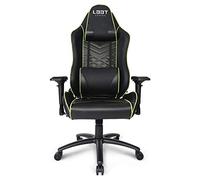 L33T - Sedia da ufficio ergonomica per videogiochi, con supporto lombare e cervicale, in pelle PU, schienale alto, regolabile, colore: nero e verde
