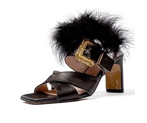 L37 HANDMADE SHOES Bon Voyage, Sandalo con Tacco Donna, Nero, 36 EU