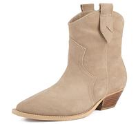 L37 HANDMADE SHOES Stivaletti alla Caviglia, in Pelle Scamosciata, Realizzati a Mano, Stile Unico I New Somebody Else, Stivale Donna, Beige, 36 EU