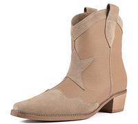 L37 HANDMADE SHOES Stivali da Cowboy, Scamosciata, Fodera in Pelle, Scarpe Fatte a Mano, Cielo Pieno di Stelle, Western Boot Donna, Marrone, 40 EU