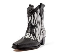 L37 HANDMADE SHOES Stivali da Cowboy, Scamosciata, Fodera in Pelle, Scarpe Fatte a Mano, Cielo Pieno di Stelle, Western Boot Donna, Bianco Nero, 35 EU