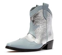L37 HANDMADE SHOES Stivali da Cowboy, Scamosciata, Fodera in Pelle, Scarpe Fatte a Mano, Cielo Pieno di Stelle, Western Boot Donna, Blu Argento, 40 EU