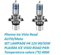 L3752 HELMER SET LAMPADE H4 12V 60/55W PLASMA ICE VISIO ROAD P43t 4000K