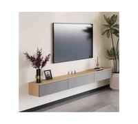 L3s9mPzVb4 Mobile TV con contenitore Moderno centro di intrattenimento galleggiante, supporto TV sospeso a parete con cassetti, mobiletto minimalista for sotto la(Grijs,200x24x20cm)