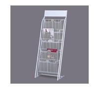 L3s9mPzVb4 Porta riviste da terra Supporto for brochure con portariviste a 5 strati, espositore for informazioni da terra, for esposizione di giornali e prodotti(Bianco)