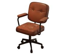 L3s9mPzVb4 Sedia da ufficio Piccola sedia da ufficio Sedia computer for camera letto in similpelle comoda for la casa girevole con ruote(Bruin)