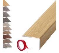 L52xW1.0xH0.4in) Bordo della scala in alluminio a forma di L, striscia decorativa per bordo della scala autoadesiva per piastrelle/legno/laminato(Light Oak,L52xW1.0xH0.4in)