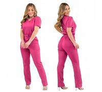 L6NqIAG Divise per assistenti Sanitari Uniformi mediche da Donna Slim Fit, Accessori for Infermieri, Camici Dottore, Pantaloni con Fiocco e Ricamo, Clinica odontoiatrica(Rose Red,S)