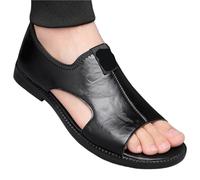 L6NqIAG Sandali da Uomo Scarpe Casual da Esterno in Pelle Moda da Uomo Pantofole da Spiaggia Scarpe comode Sandali Piatti da Uomo Sandali Sportivi da Uomo(Black,42)