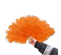 L6NqIAG Ventaglio Ventagli di Piume Ventaglio Pieghevole 70x40 cm for Oggetti Scena dell'opera teatrale Accessorio Decorativo Pieghevoli Decorativi(Orange,2PCS 70cmx40cm)