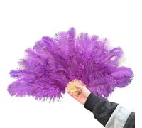 L6NqIAG Ventaglio Ventagli di Piume Ventaglio Pieghevole 70x40 cm for Oggetti Scena dell'opera teatrale Accessorio Decorativo Pieghevoli Decorativi(Purple,1PC70cmx40cm Right)