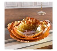 L8p2B5s7 Ciotola di frutta Piatto da frutta a forma di fiore moderno in stile nordico, set 3, in cristallo perlato bianco, semplice contenitore for snack, grande capacità(Orange)