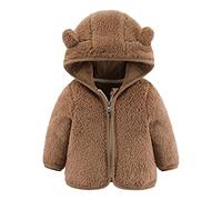 L9WEI Cappottino Neonato Neonato Neonato Ragazzi Giacca Orecchie d'orso Capispalla con Cappuccio Cerniera Cappotto Invernale in Pile Caldo Vestiti 3 Anni Maschio (Coffee, 6-12 Months)