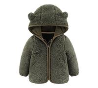 L9WEI Cappottino Neonato Neonato Neonato Ragazzi Giacca Orecchie d'orso Capispalla con Cappuccio Cerniera Cappotto Invernale in Pile Caldo Vestiti 3 Anni Maschio (Army Green, 6-12 Months)