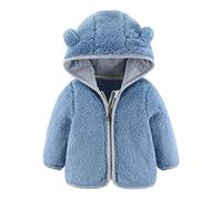 L9WEI Cappottino Neonato Neonato Neonato Ragazzi Giacca Orecchie d'orso Capispalla con Cappuccio Cerniera Cappotto Invernale in Pile Caldo Vestiti 3 Anni Maschio (Blue, 6-12 Months)