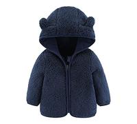 L9WEI Cappottino Neonato Neonato Neonato Ragazzi Giacca Orecchie d'orso Capispalla con Cappuccio Cerniera Cappotto Invernale in Pile Caldo Vestiti 3 Anni Maschio (Navy, 18-24 Months)