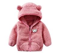 L9WEI Piumino Leggero Neonato Neonate Ragazzi Giacca Orecchie d'orso Capispalla con Cappuccio Cerniera Cappotto Invernale in Pile Caldo Giacca Felpa Elegante (Pink, 12-18 Months)