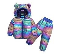 L9WEI Sci Giacca Cappotto Antivento con Cappuccio e Giacca Invernale con Cappuccio per Bambini e Ragazzi Tute Sci Bambina 7 Anni (Blue, 4-5 Years)