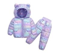 L9WEI Sci Giacca Cappotto Antivento con Cappuccio e Giacca Invernale con Cappuccio per Bambini e Ragazzi Tute Sci Bambina 7 Anni (C, 3-4 Years)