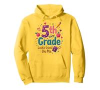 La 5a Classe Mi Sta Bene, Ragazza del Primo Giorno di Scuola Felpa con Cappuccio, Unisex per Adulti, Limone, XL