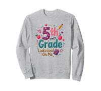 La 5a Classe Mi Sta Bene, Ragazza del Primo Giorno di Scuola Felpa, Unisex per Adulti, Grigio Melange, S