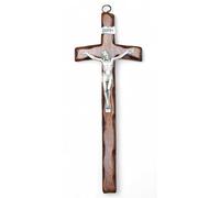 La Balestra - Crocifisso da Parete Artigianale Made in Italy Cristo e INRI Placcati Argento 999 - 30 x 15cm