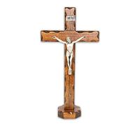 La Balestra Crocifisso da Tavola - Artigianale Made in Italy Cristo e INRI Placcati Argento 999 - Crocifissi da Tavola in Legno, Cura e Precisione dei dettagli di Gesù Crocifisso - 18.7X9.50 cm