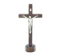 La Balestra Crocifisso da Tavola - Artigianale Made in Italy Cristo e INRI Placcati Argento 999 - Crocifissi da Tavola in Legno, Cura e Precisione dei dettagli di Gesù Crocifisso - 14,7x7.2 cm