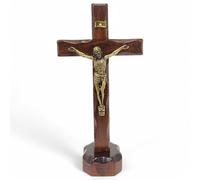 La Balestra Crocifisso da Tavola - Artigianale Made in Italy Cristo e INRI Placcati Argento 999 - Crocifissi da Tavola in Legno, Cura e Precisione dei dettagli di Gesù Crocifisso - 18,5 X 9,5 Cm