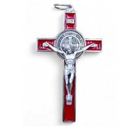 La Balestra Crocifisso per Collana, Croce di San Benedetto Made in Italy - Pendente Artigianale Crocifisso Placcato Argento 999 - Medaglia San Benedetto in Argento Placcato