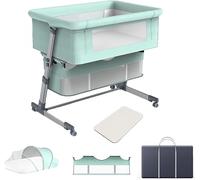 La bambina bassinet facilita la vita come nuovo genitore. Elegantemente wilBaby bassinet 3 in 1, bedside con la ruota del freno, parco giochi, lettino portatile, altezza regolabile, con reti per zanza