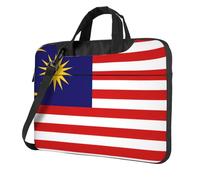 La bandiera della Malesia stampa il computer portatile conveniente insacca stile elegante e protettivo della borsa del computer unico, Nero , 14 inch