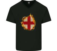 La Bandiera Inglese Della Croce Di San Giorgio T-Shirt In Cotone A V Per Uomo