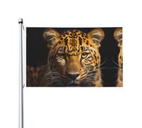 La bandiera leopardata dagli occhi profondi stampa su entrambi i lati 3 x 5FT leggera e resistente al colore con asole Ideale per feste all'aperto e giardini.