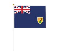 La bandiera tenuta in mano, la bandiera delle isole Turks e Caicos stampa le bandiere del poliestere con il palo di plastica per gli eventi e la decorazione