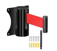 La barriera magnetica è estensibile, Barriera a cintura retrattile inossidabile e nera 2-10 m Costruzione Parcheggio pubblico(Black - Perforated,10m)