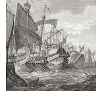 La battaglia di Capo Ecnomus o Eknomos 256 a.C. tra le flotte di Cartagine e la Repubblica Romana durante la prima guerra punica (264 241 a.C.). Dalla storia universale illustrata di Cassell