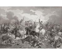 La battaglia di Turnhout 24 gennaio 1597 tra le forze della Spagna e un esercito combinato di Inghilterra e Province Unite dei Paesi Bassi. Da una stampa della metà del XIX secolo di Frederik