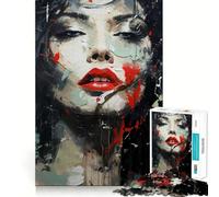 La bella signora dalle labbra rosse - Puzzle da 1000 pezzi per adolescenti - Gioco di allenamento mentale - Gioco di gruppo - Taglio di precisione - Regalo per le festività 38x26cm