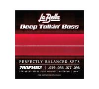 La Bella Strings »760FHB2 Stainless Steel Flatwound Bass« Corde per Basso Höfner 4-Corde - Tensione Light 039/096